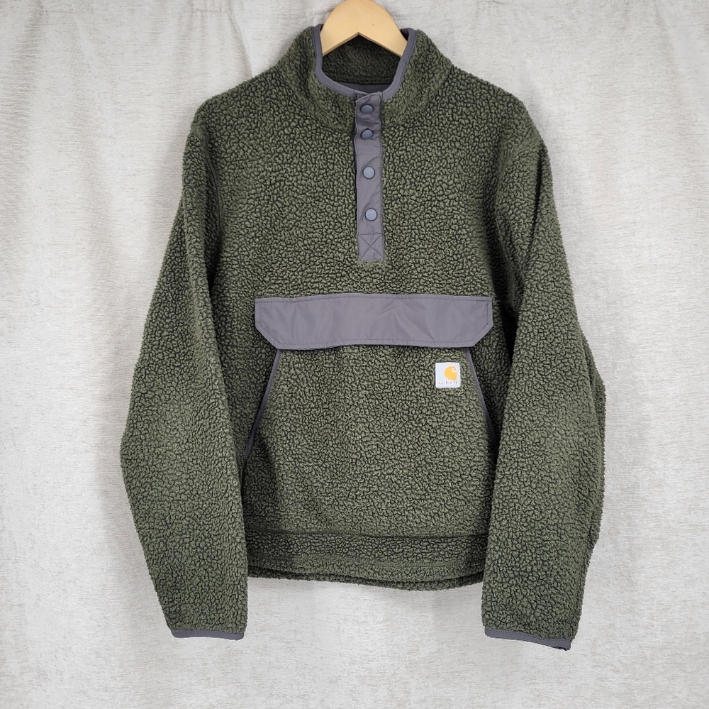 CARHARTT Work Wear Womens Relaxed Fit Fleece Pullover Green Size Medium